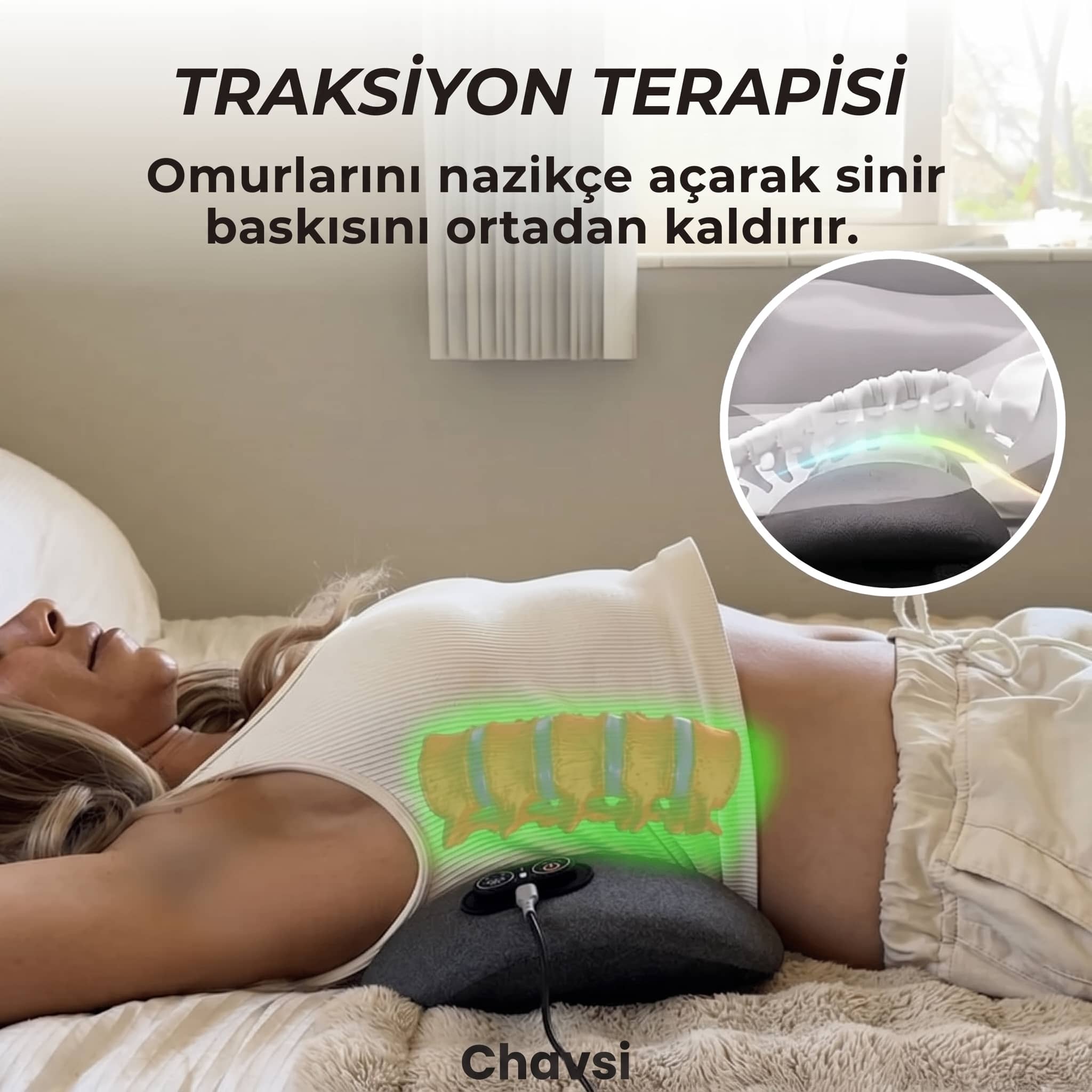 Chavsi - Üç Fonksiyonlu Bel-Sırt Masaj Aleti