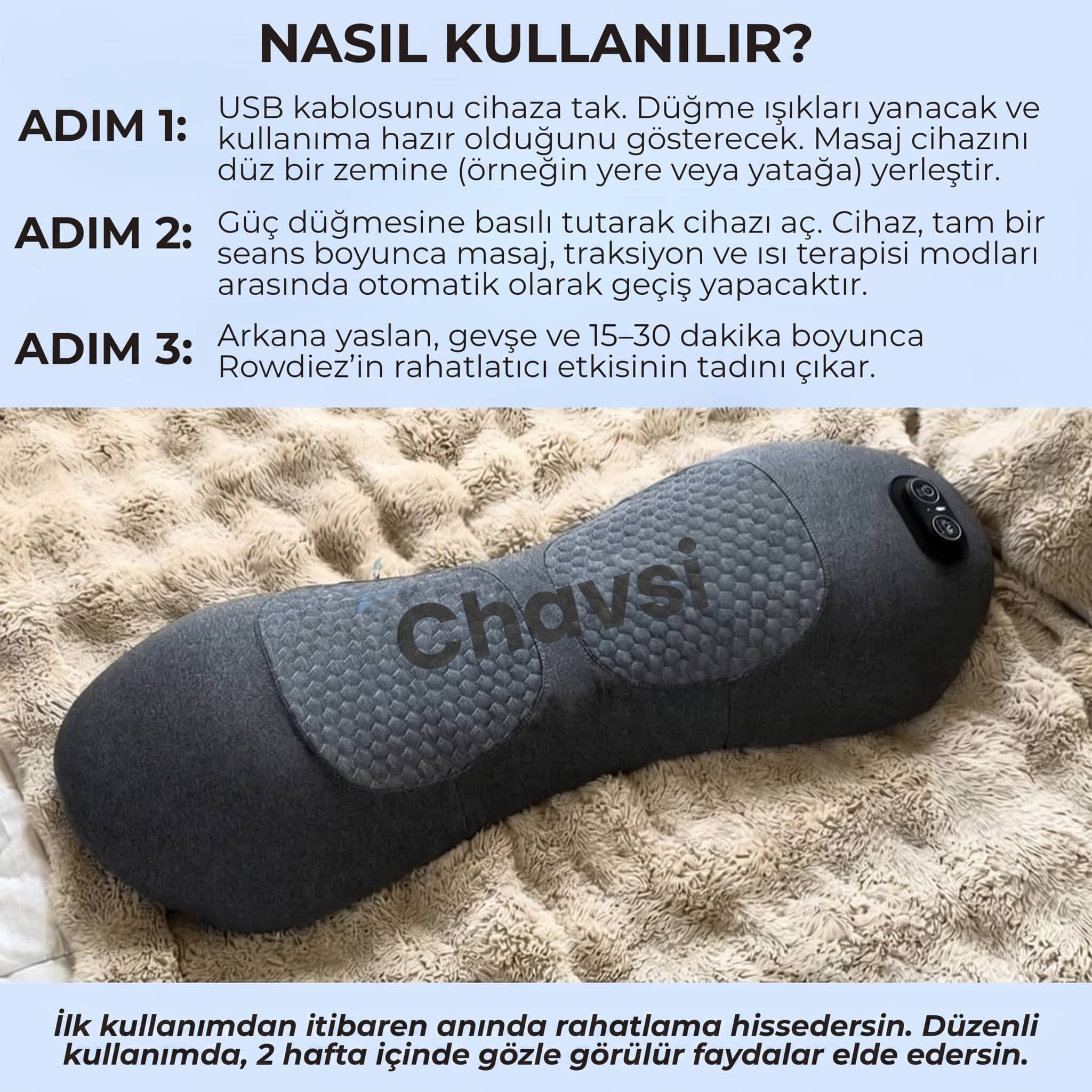 Chavsi - Üç Fonksiyonlu Bel-Sırt Masaj Aleti